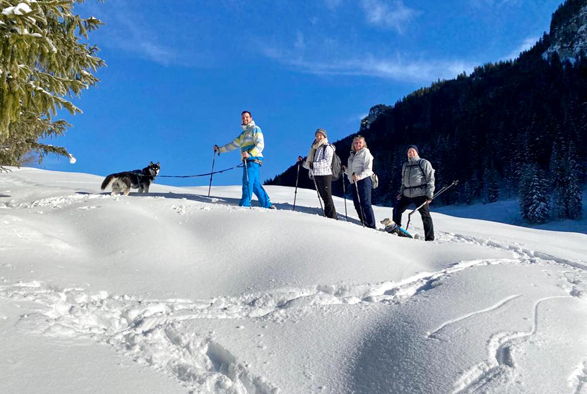 Schneeschuhewanderung mit Hund